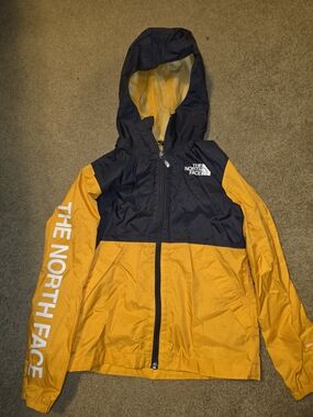The North Face Kids Hooded Rain Jacket - Navy & Yellow